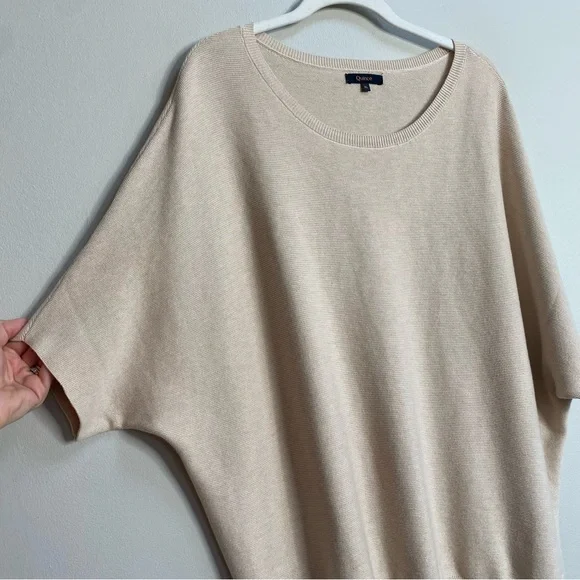 Quince Heather Oatmeal Lightweight Cotton Cashmere Link-Stitch Dolman Sweater XL - Picture 7 of 16